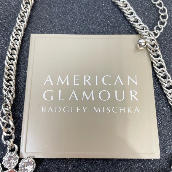 Orange Flower Rhinestone Silver American Glamour - Badgley Mischka Necklace - Picture 7 of 10